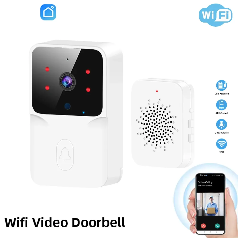 Sonnette vidéo sans fil, sonnette Wi-Fi avec conversation bidirectionnelle et vision nocturne infrarouge, moniteur de surveillance de sécurité pour maison connectée 5