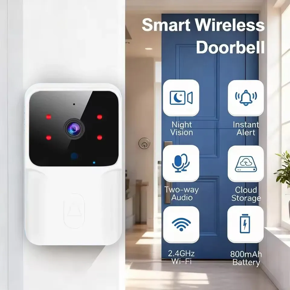 Sonnette vidéo sans fil, sonnette Wi-Fi avec conversation bidirectionnelle et vision nocturne infrarouge, moniteur de surveillance de sécurité pour maison connectée 7