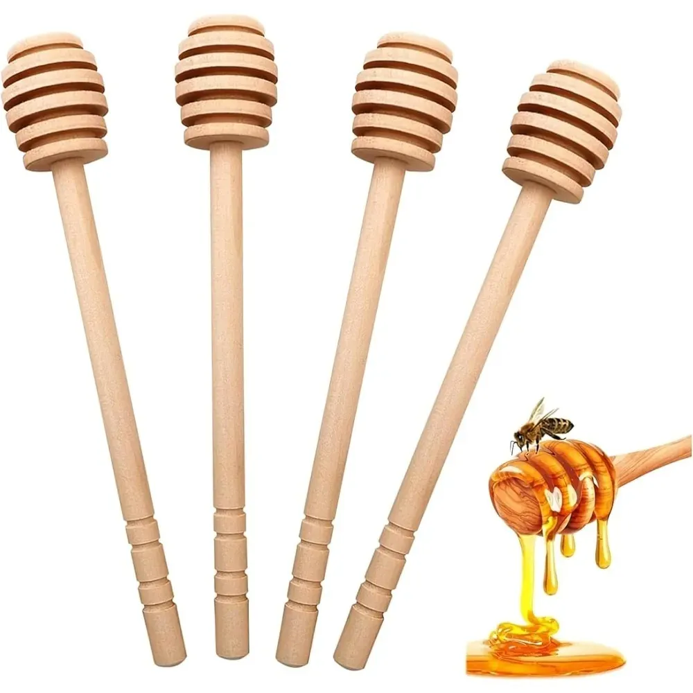 Agitateur à miel en bois au design nid d'abeille, vue d'ensemble