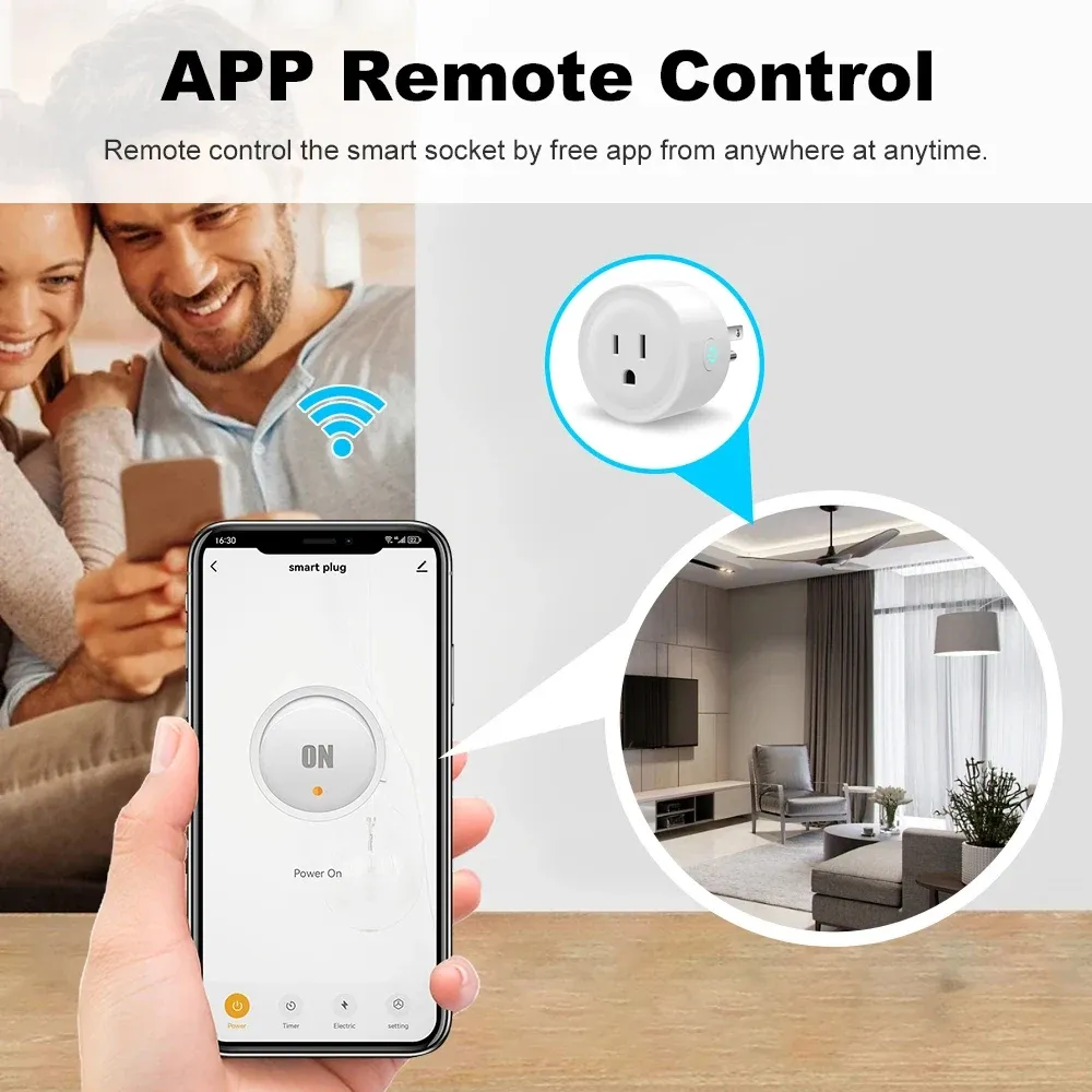 Prise intelligente WiFi Tuya 20 A avec suivi de consommation électrique, compatible Alexa et Google Home 2