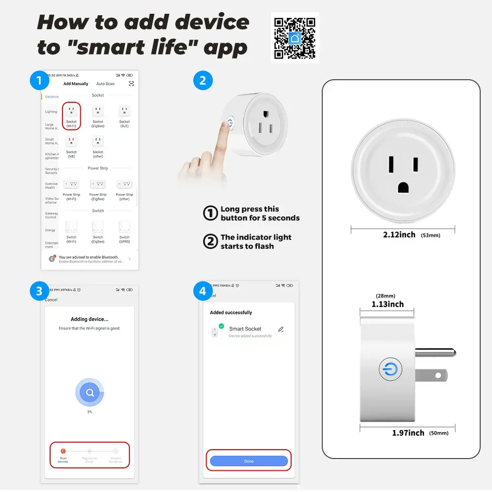 Prise intelligente Wi-Fi, finitions soignées