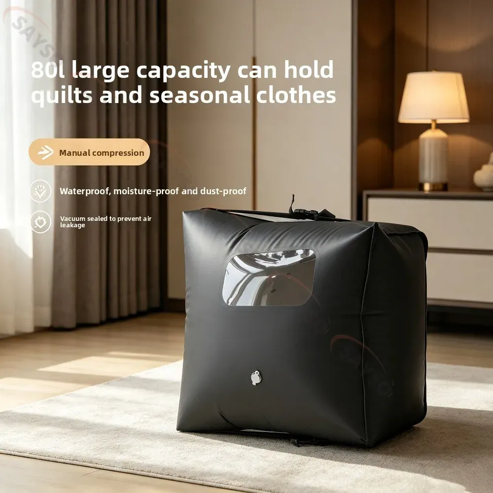 Sac de compression sous vide 80 L réutilisable pour le voyage et l'extérieur, sans pompe à air 2