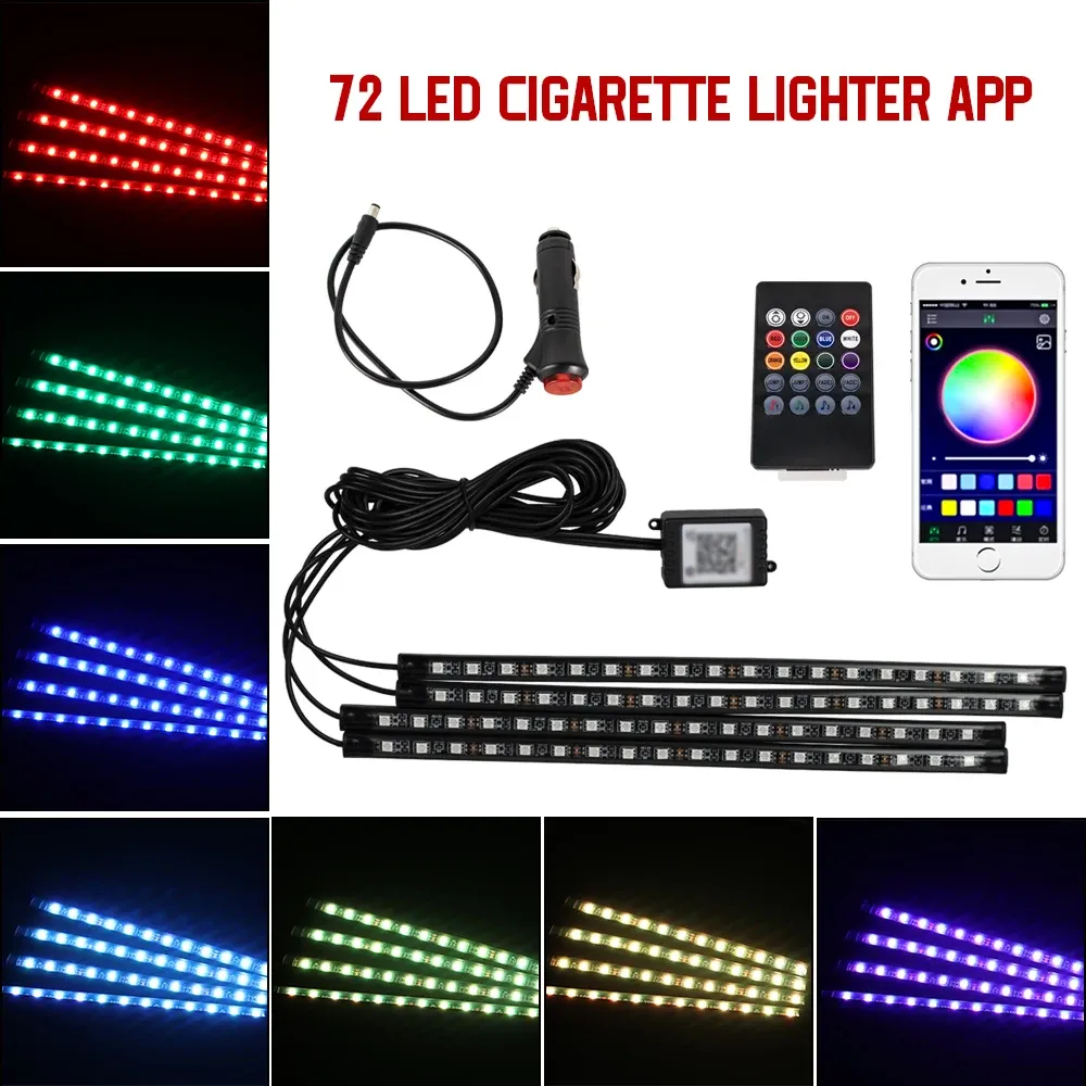 Éclairage d'ambiance LED pour habitacle de voiture à allumage automatique, avec bandes lumineuses de seuil, lumière blanche froide 16