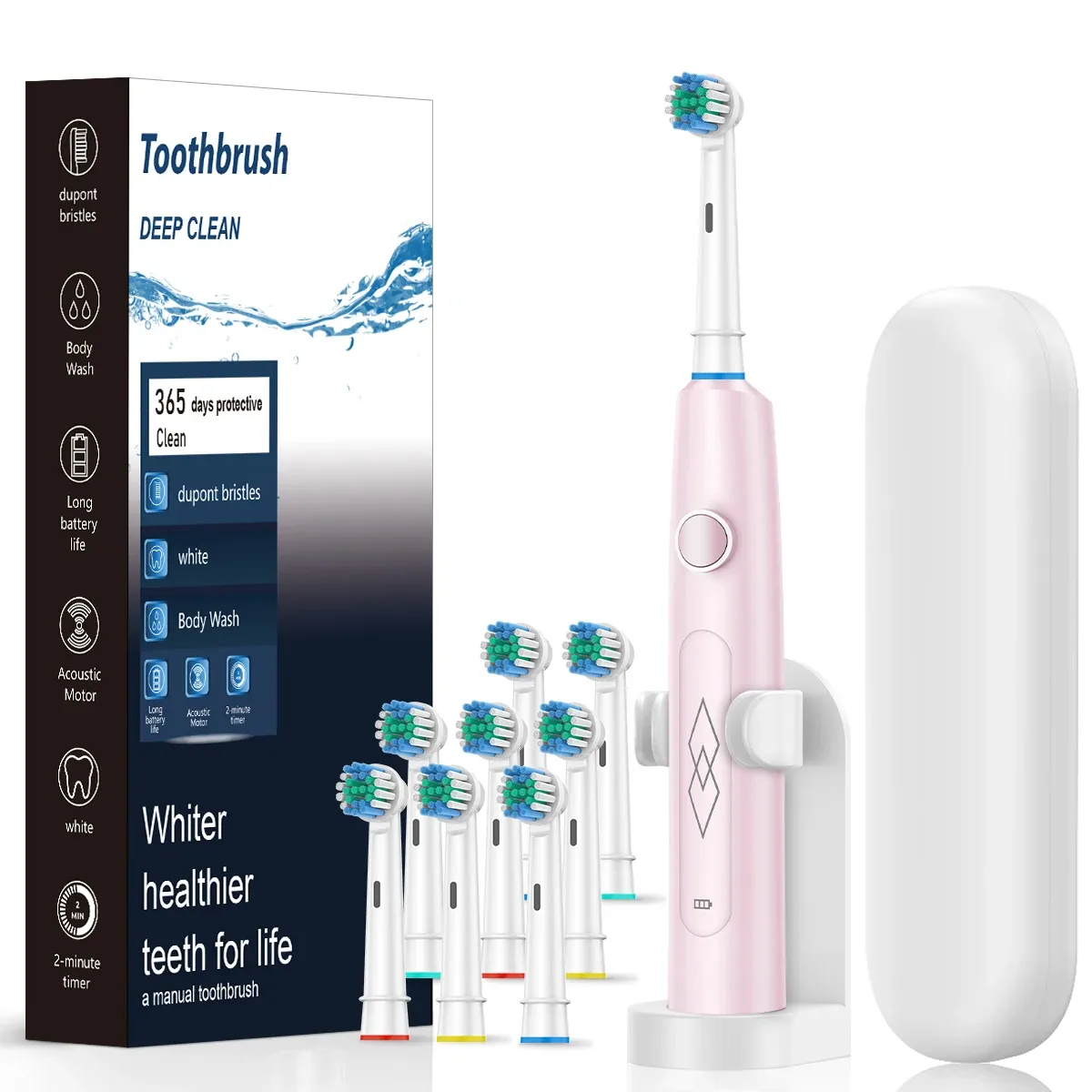 Brosse à dents électrique intelligente pour homme, nettoyage automatique, embouts souples, nettoyeur dentaire LED, modèle 600 3