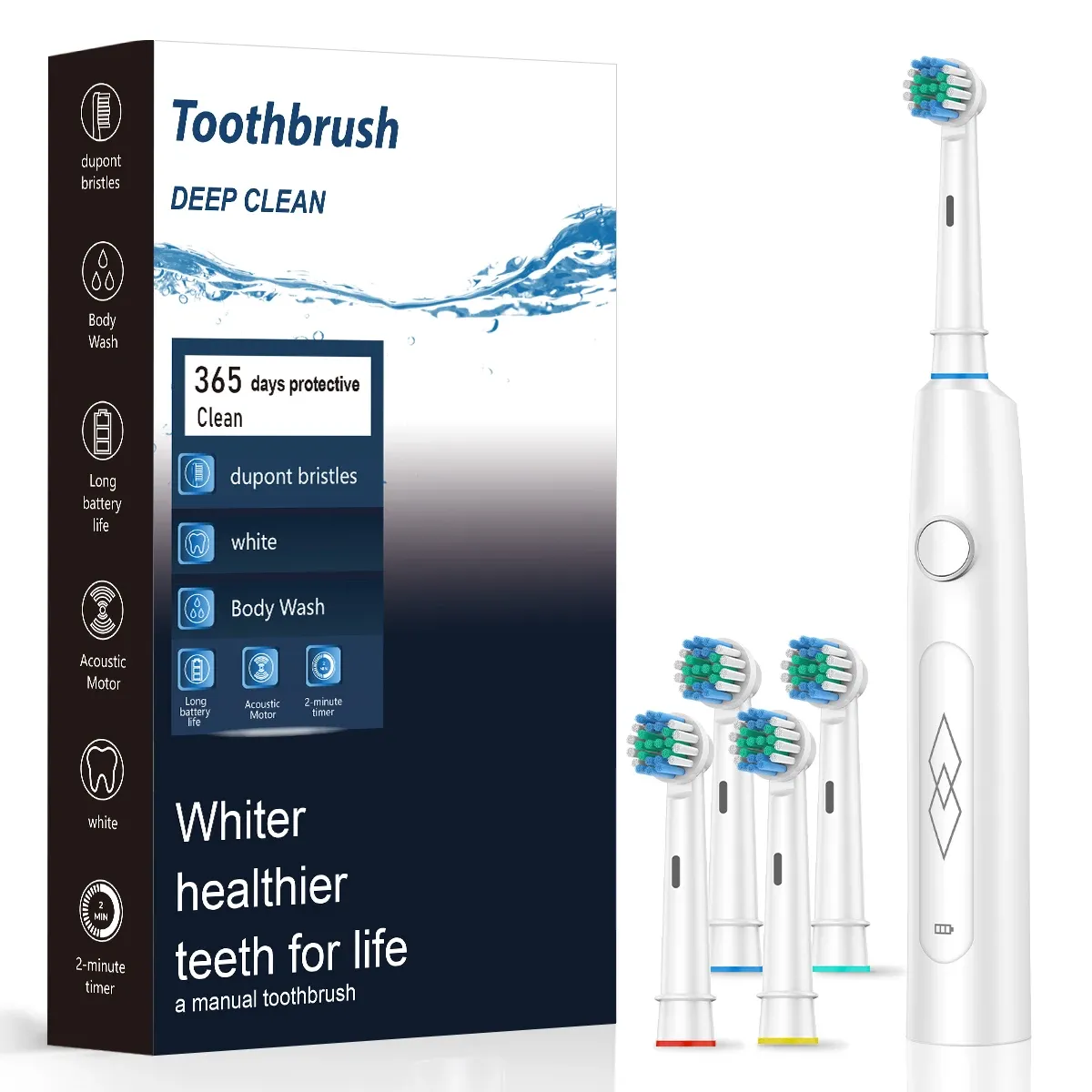 Brosse à dents électrique intelligente pour homme, nettoyage automatique, embouts souples, nettoyeur dentaire LED, modèle 600 14