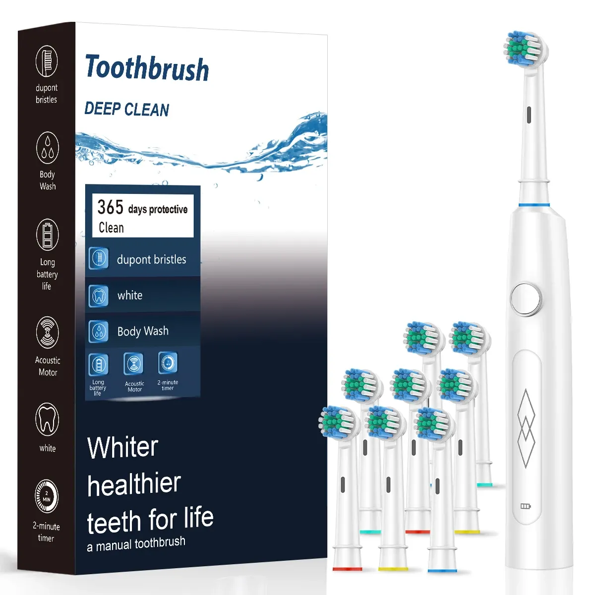 Brosse à dents électrique intelligente pour homme, nettoyage automatique, embouts souples, nettoyeur dentaire LED, modèle 600 13
