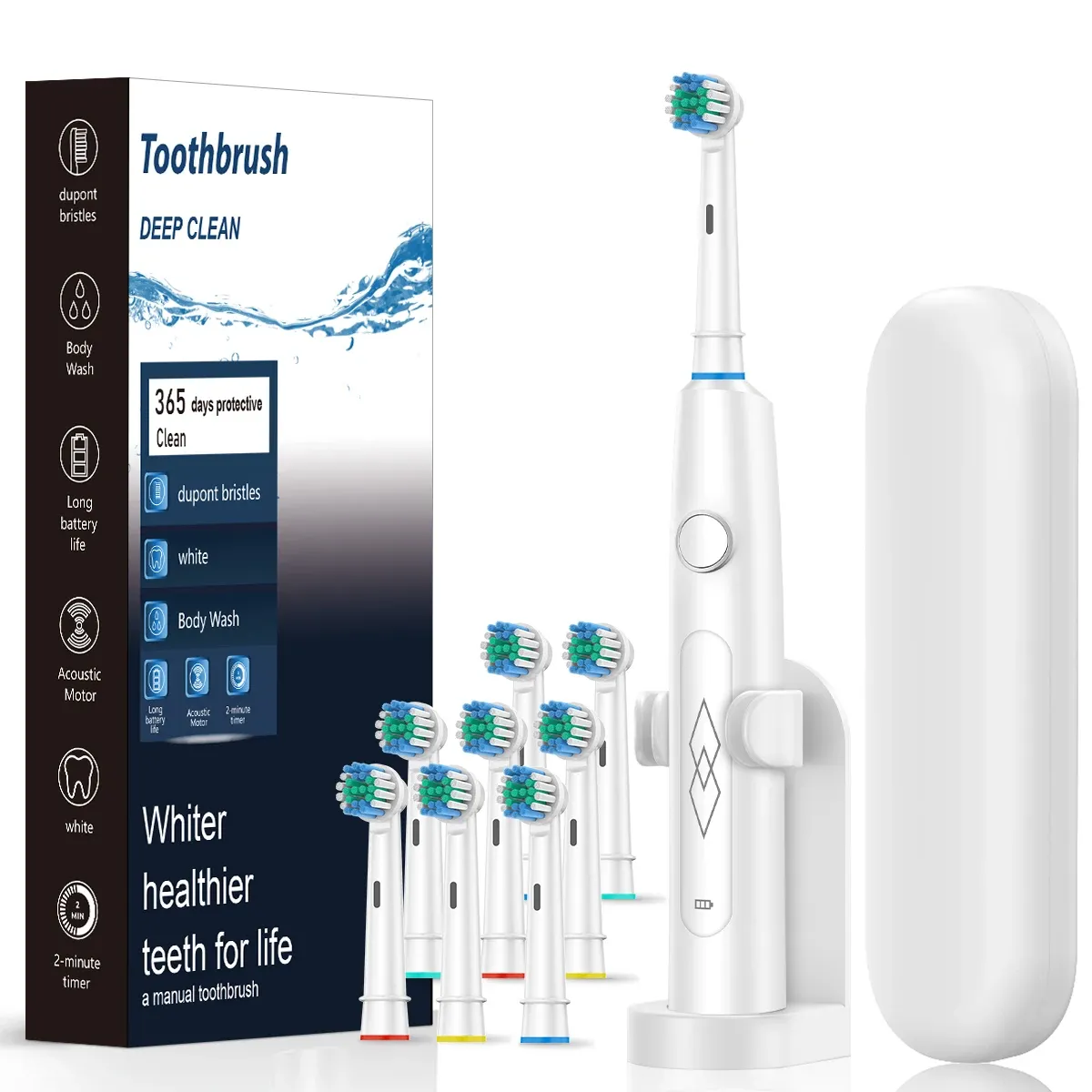 Brosse à dents électrique intelligente pour homme, nettoyage automatique, embouts souples, nettoyeur dentaire LED, modèle 600 12
