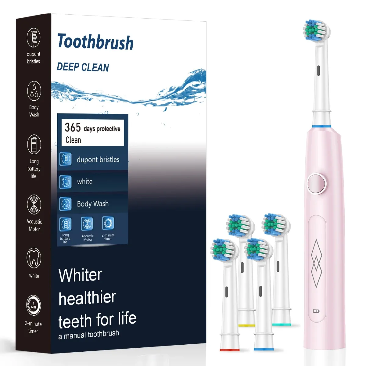 Brosse à dents électrique intelligente pour homme, nettoyage automatique, embouts souples, nettoyeur dentaire LED, modèle 600 7
