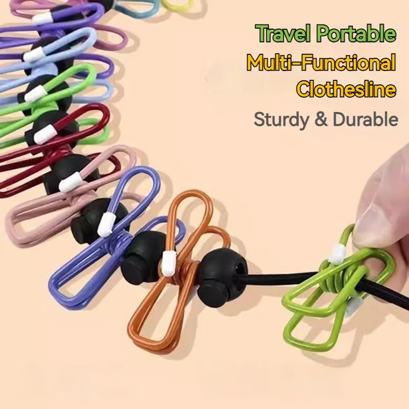 Corde à linge portable réglable en situation de voyage