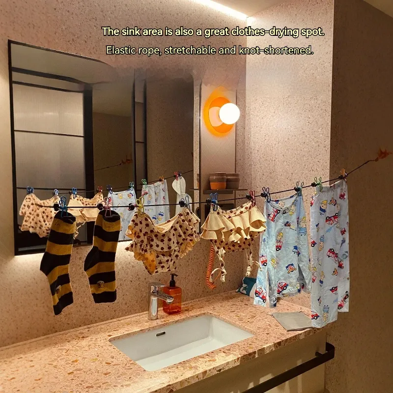 Corde à linge de voyage, vue détaillée