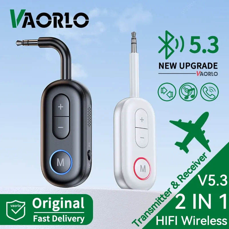 Émetteur-récepteur Bluetooth 5.3 Audio AUX 3,5 mm avec micro, compatible voiture, avion, TV, PC et casque