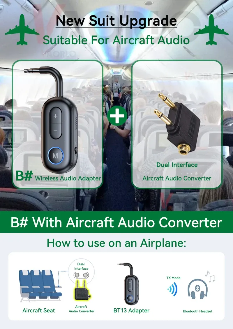 Adaptateur Bluetooth audio sans fil pour voyage en avion