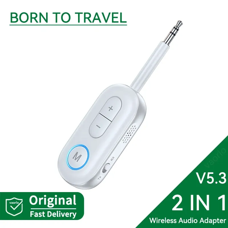 Émetteur-récepteur Bluetooth 5.3 Audio AUX 3,5 mm avec micro, compatible voiture, avion, TV, PC et casque 8