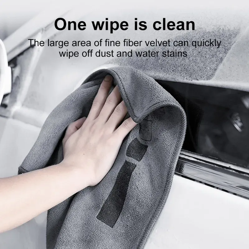 Serviette en microfibre multi-usages pour lavage de voiture, chiffon de nettoyage épais double face, super absorbant, sans peluches, pour le séchage et le detailing automobile 2