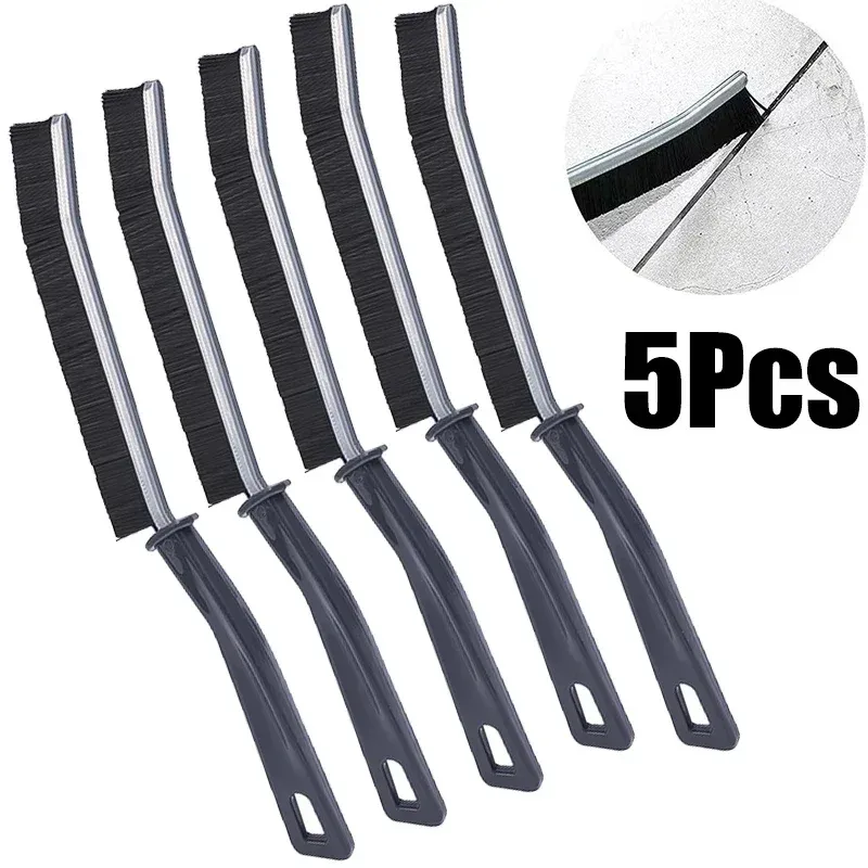 Brosse de nettoyage pour joints de carrelage à poils durs et long manche, lot de 5 - Image 1