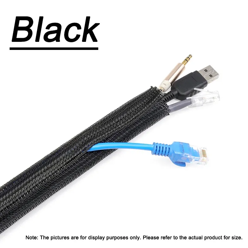 Gaine de câble tressée auto-fermante en PET noir, 2/10 m, diamètre 3 à 50 mm 7