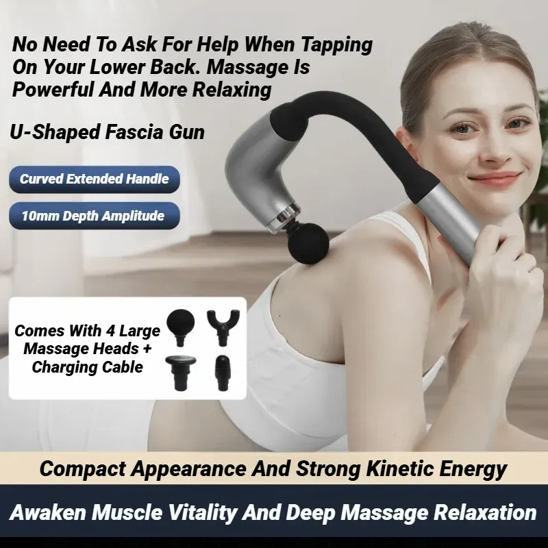 Pistolet de massage musculaire électrique à 4 embouts, masseur à percussion pour tissus profonds, portable et rechargeable 2