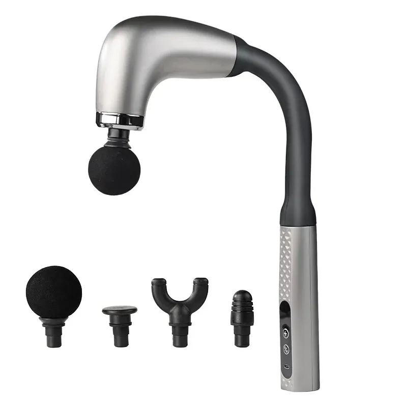 Pistolet de massage musculaire électrique à 4 embouts, masseur à percussion pour tissus profonds, portable et rechargeable 5