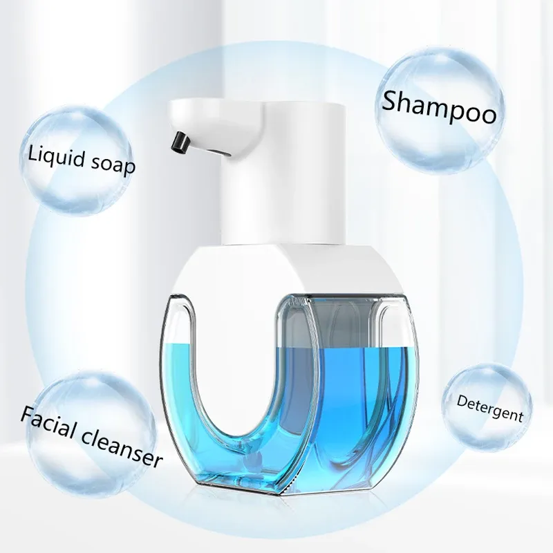 Distributeur de savon automatique sans contact en mousse pour salle de bain, machine à laver les mains intelligente avec chargement USB, en ABS blanc de haute qualité 2