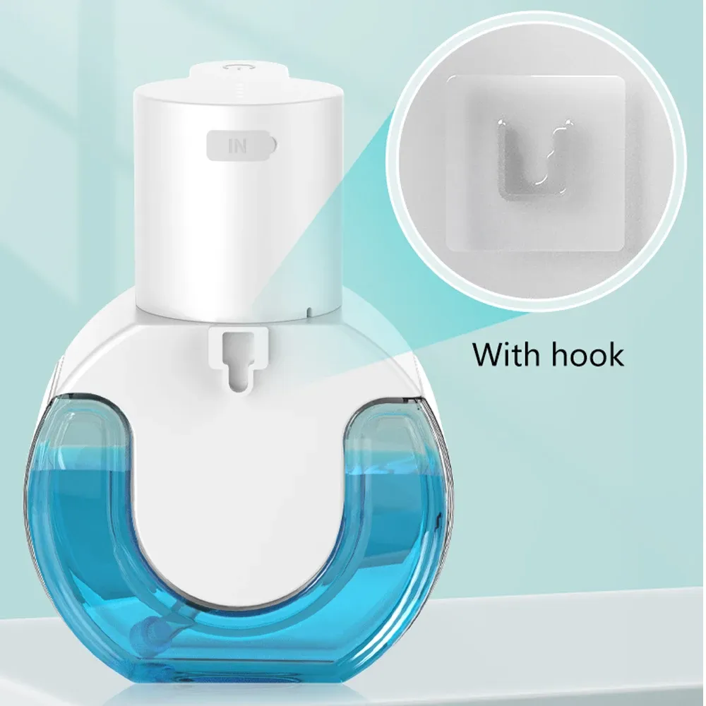 Distributeur de savon automatique sans contact en mousse pour salle de bain, machine à laver les mains intelligente avec chargement USB, en ABS blanc de haute qualité 5