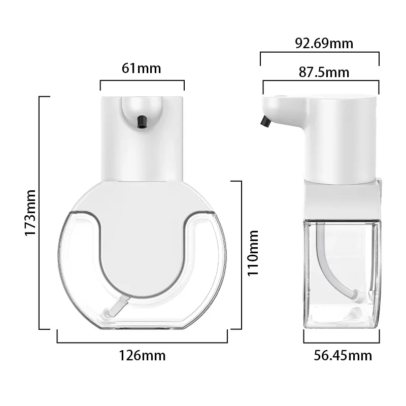 Distributeur de savon automatique sans contact en mousse pour salle de bain, machine à laver les mains intelligente avec chargement USB, en ABS blanc de haute qualité 6