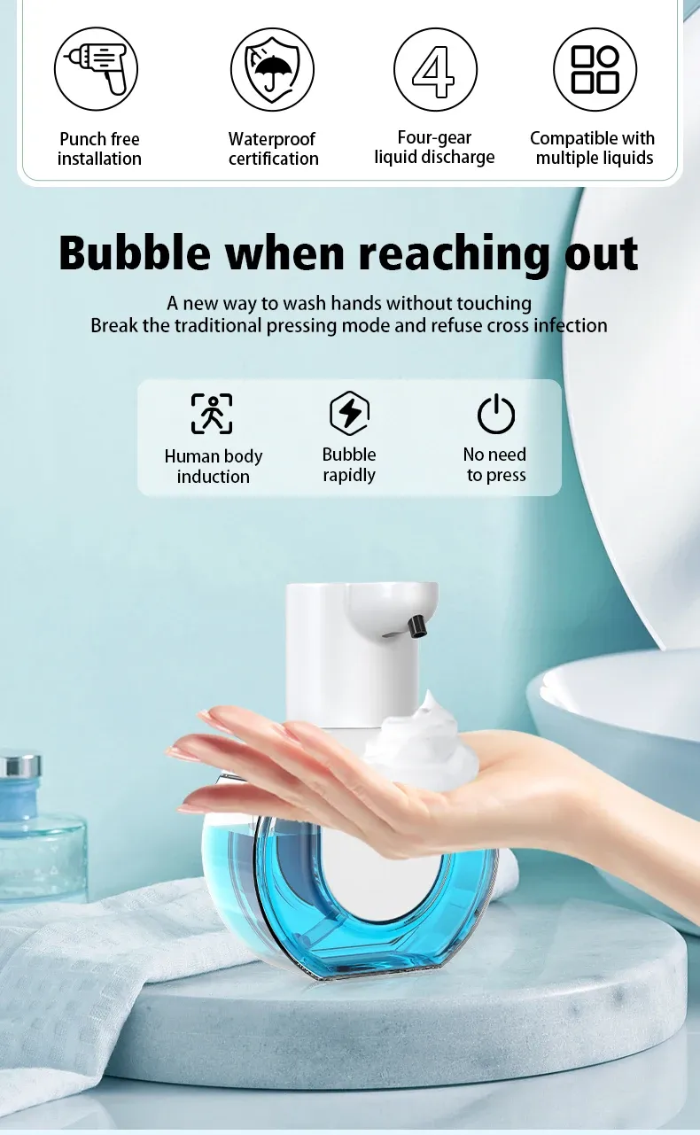 Distributeur de savon automatique, design blanc épuré
