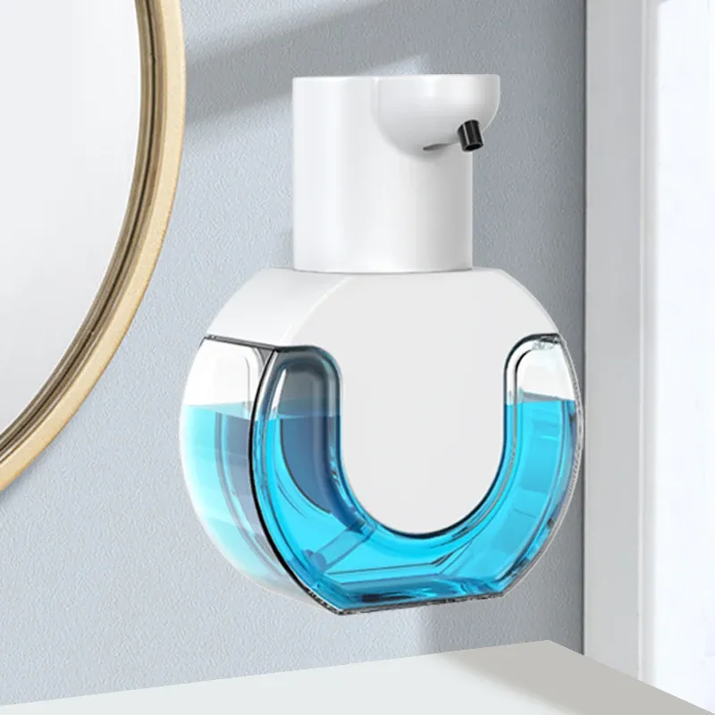 Distributeur de savon automatique sans contact en mousse pour salle de bain, machine à laver les mains intelligente avec chargement USB, en ABS blanc de haute qualité 7
