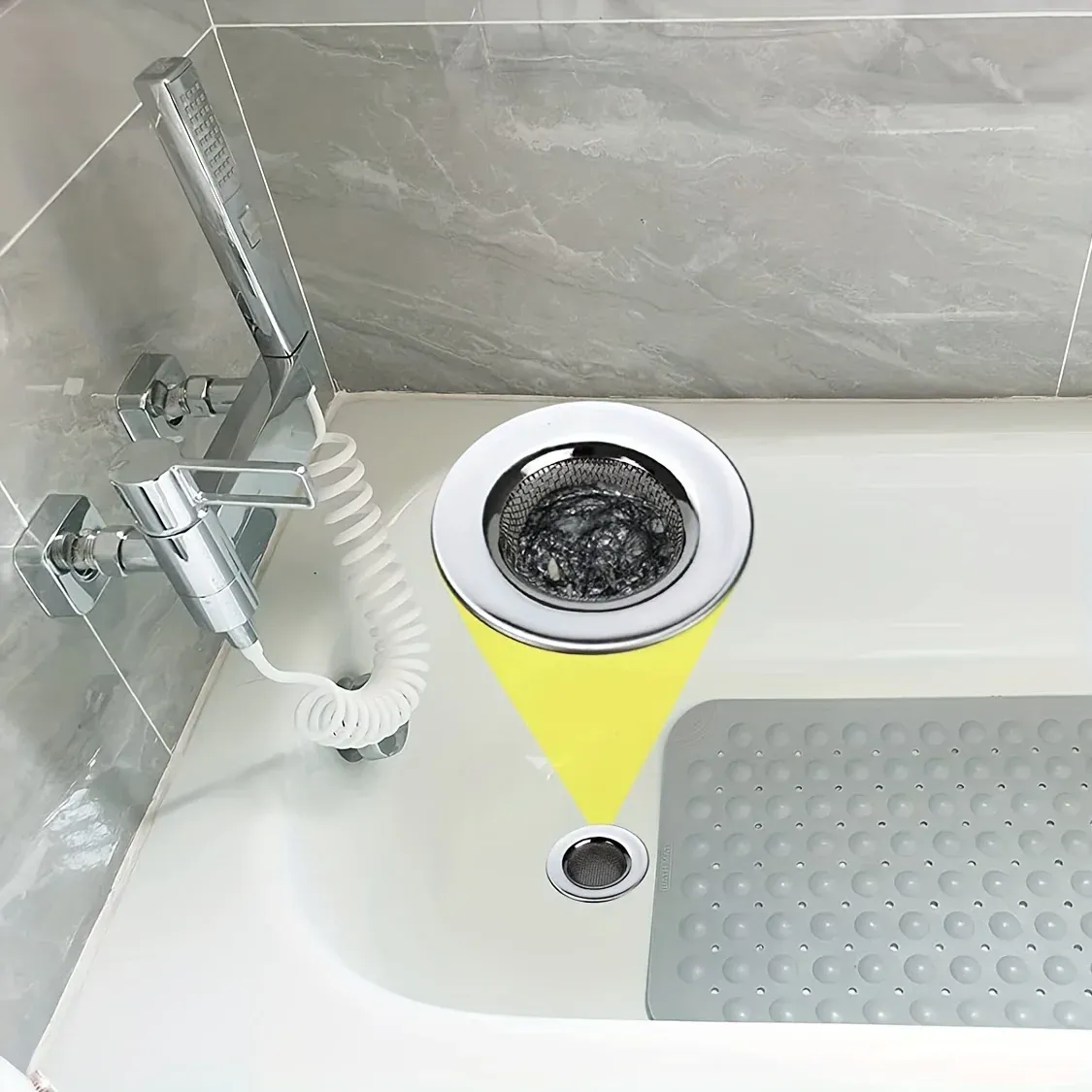 Crépines de baignoire en acier inoxydable (lot de 2), crépine d'évier de salle de bain, crépine de douche pour retenir les cheveux, crépine de vidange pour lave-linge 2