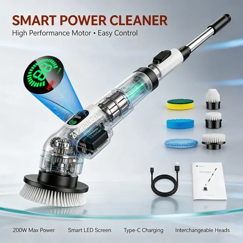 Brosse de nettoyage multifonction sans fil, brosse électrique rotative pour la maison, gadget de cuisine, brosse à cheveux, serpillière pour salle de bain et toilettes - Image 1