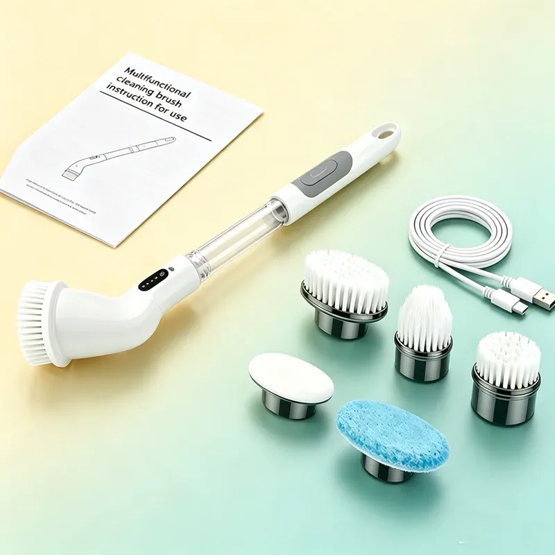 Brosse de nettoyage multifonction sans fil, brosse électrique rotative pour la maison, gadget de cuisine, brosse à cheveux, serpillière pour salle de bain et toilettes 8