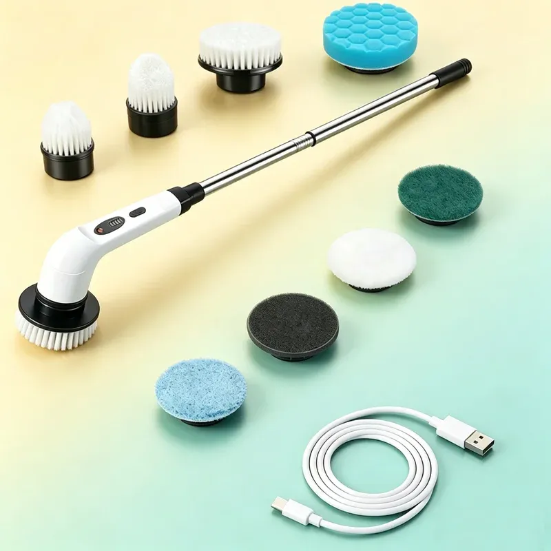 Brosse de nettoyage multifonction sans fil, brosse électrique rotative pour la maison, gadget de cuisine, brosse à cheveux, serpillière pour salle de bain et toilettes 10
