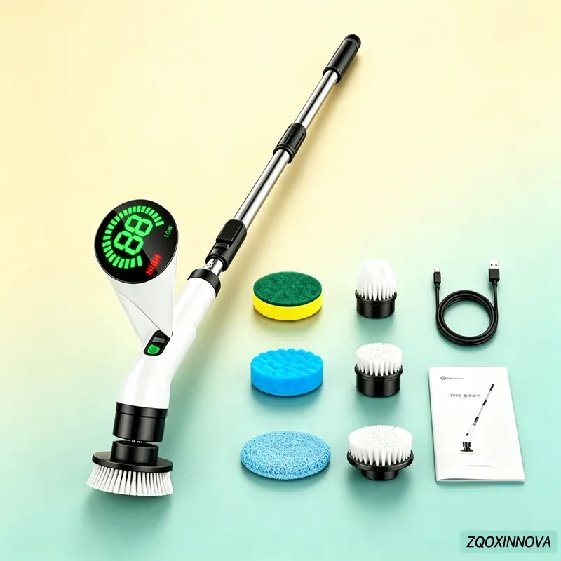 Brosse de nettoyage multifonction sans fil, brosse électrique rotative pour la maison, gadget de cuisine, brosse à cheveux, serpillière pour salle de bain et toilettes 7