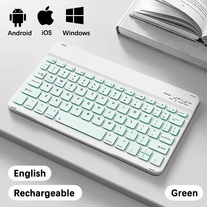 Clavier sans fil Bluetooth ultra-fin pour tablette Android et iOS, 78 touches, rechargeable, design compact pour iPad 9