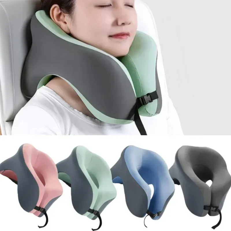 Oreiller de voyage en forme de U en mousse à mémoire de forme, soutien ergonomique pour la tête et la nuque, idéal pour l'avion, la voiture et le bureau