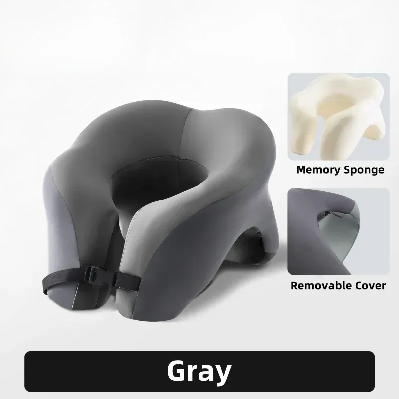Oreiller de voyage en forme de U en mousse à mémoire de forme, soutien ergonomique pour la tête et la nuque, idéal pour l'avion, la voiture et le bureau 7