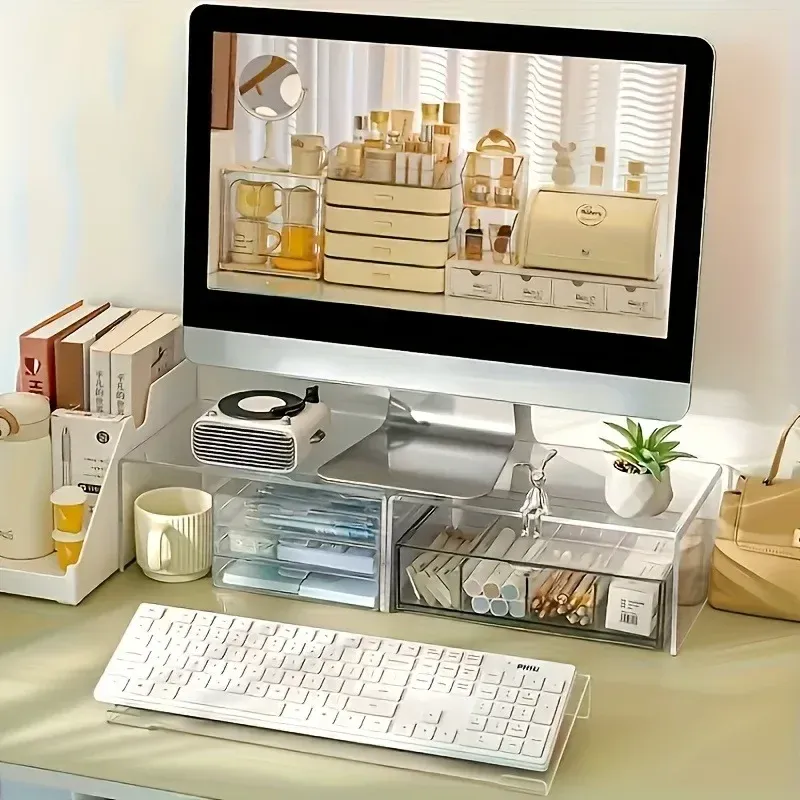 Support de clavier en acrylique, élévateur de bureau compact pour clavier et mini PC, couleurs mélangées, non chargé, matériau durable, 1 pièce 2