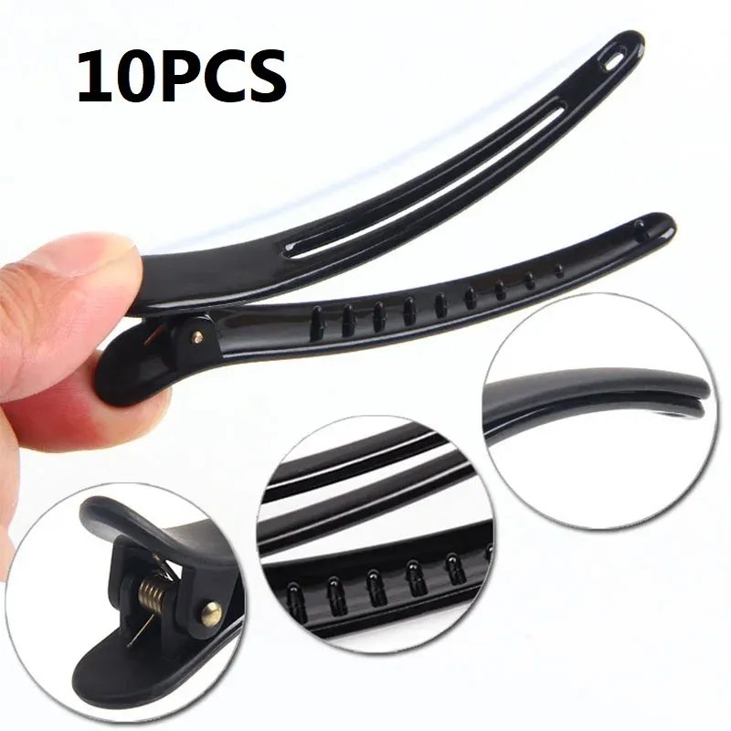 Pinces à cheveux professionnelles pour coiffeur, pinces crocodile et bec de canard, lot de 10