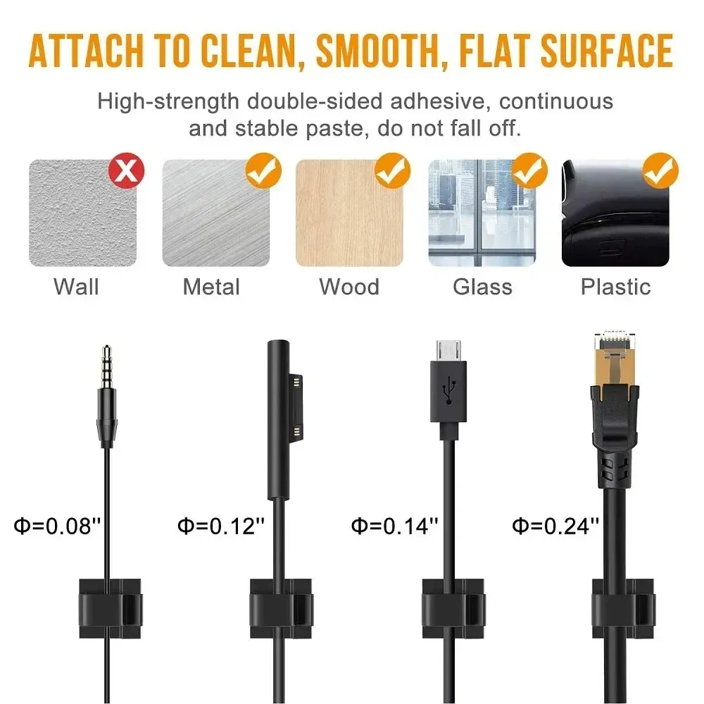 Clips auto-adhésifs de gestion de câbles pour automobile – Guide-fils de câblage WINDER 4