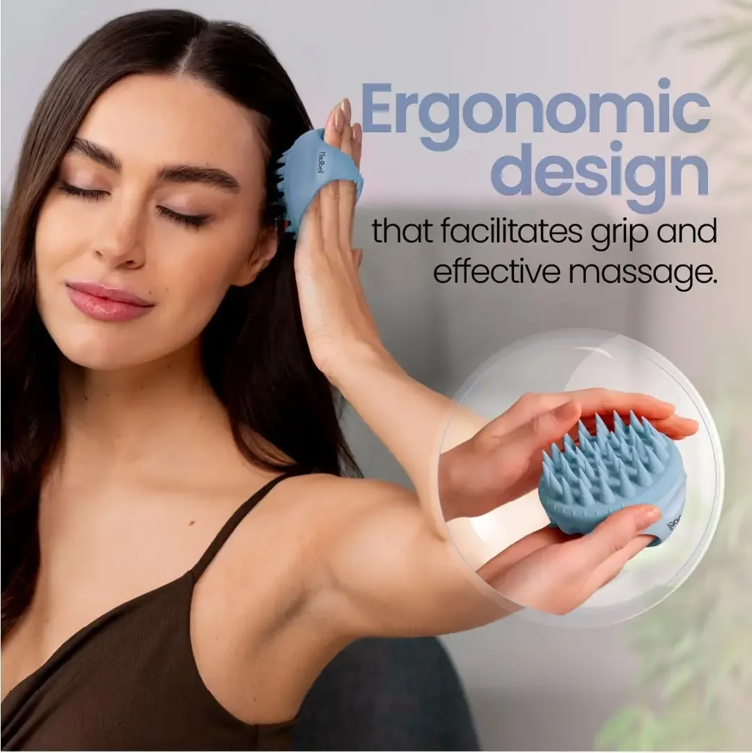 Brosse de massage du cuir chevelu pour shampoing, exfoliant capillaire pour éliminer les pellicules et favoriser la pousse des cheveux, brosse exfoliante pour cuir chevelu humide ou sec 3