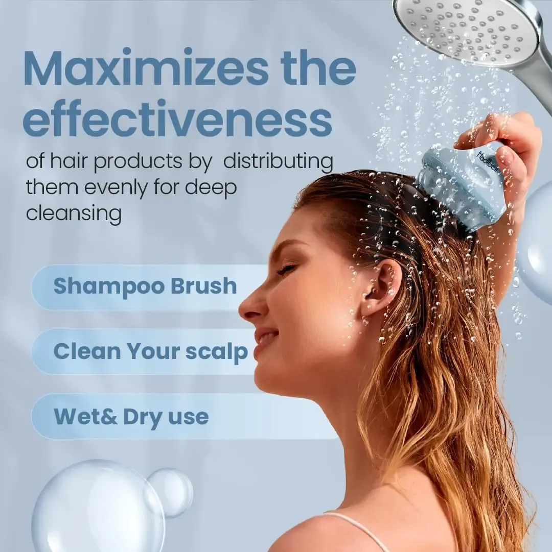 Brosse de massage du cuir chevelu pour shampoing, exfoliant capillaire pour éliminer les pellicules et favoriser la pousse des cheveux, brosse exfoliante pour cuir chevelu humide ou sec 6