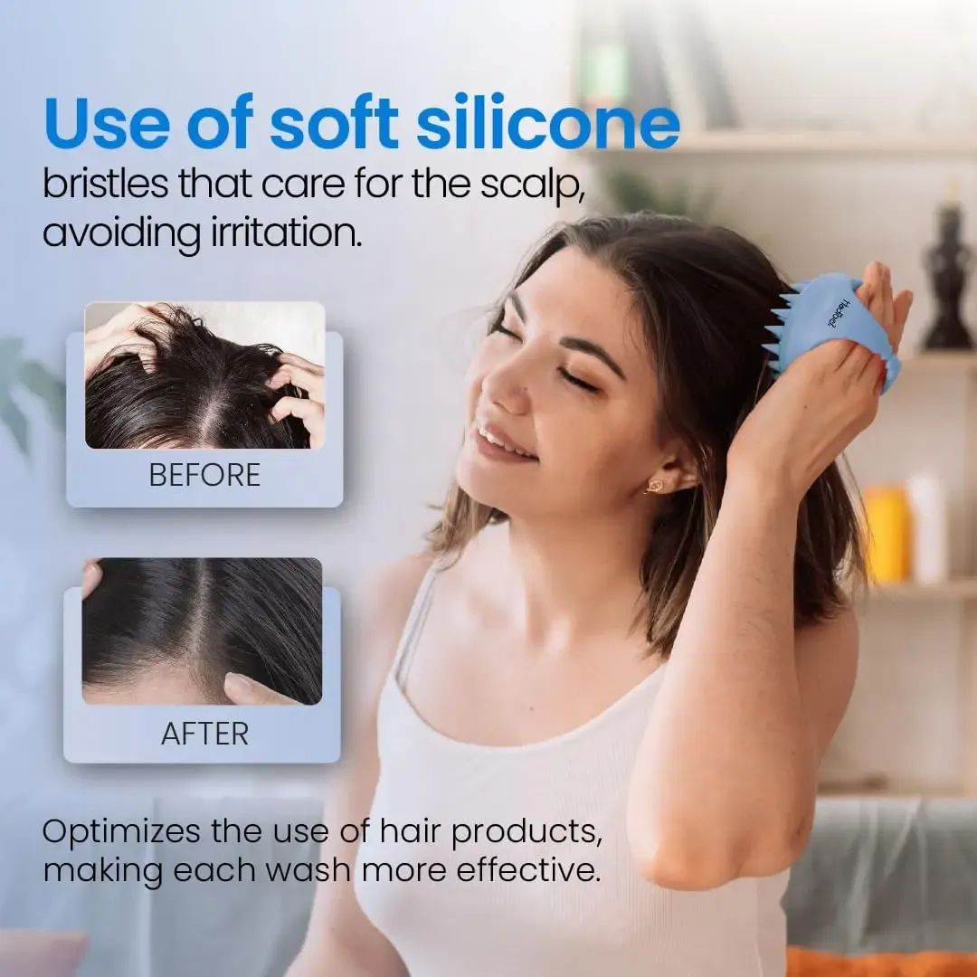 Brosse de massage du cuir chevelu pour shampoing, exfoliant capillaire pour éliminer les pellicules et favoriser la pousse des cheveux, brosse exfoliante pour cuir chevelu humide ou sec 4