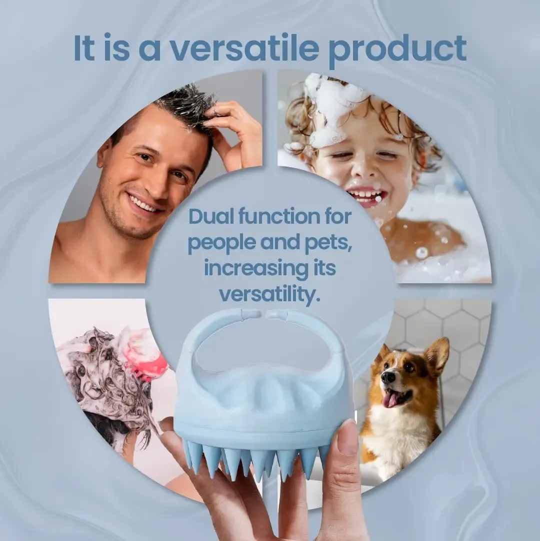 Brosse de massage du cuir chevelu pour shampoing, exfoliant capillaire pour éliminer les pellicules et favoriser la pousse des cheveux, brosse exfoliante pour cuir chevelu humide ou sec 5