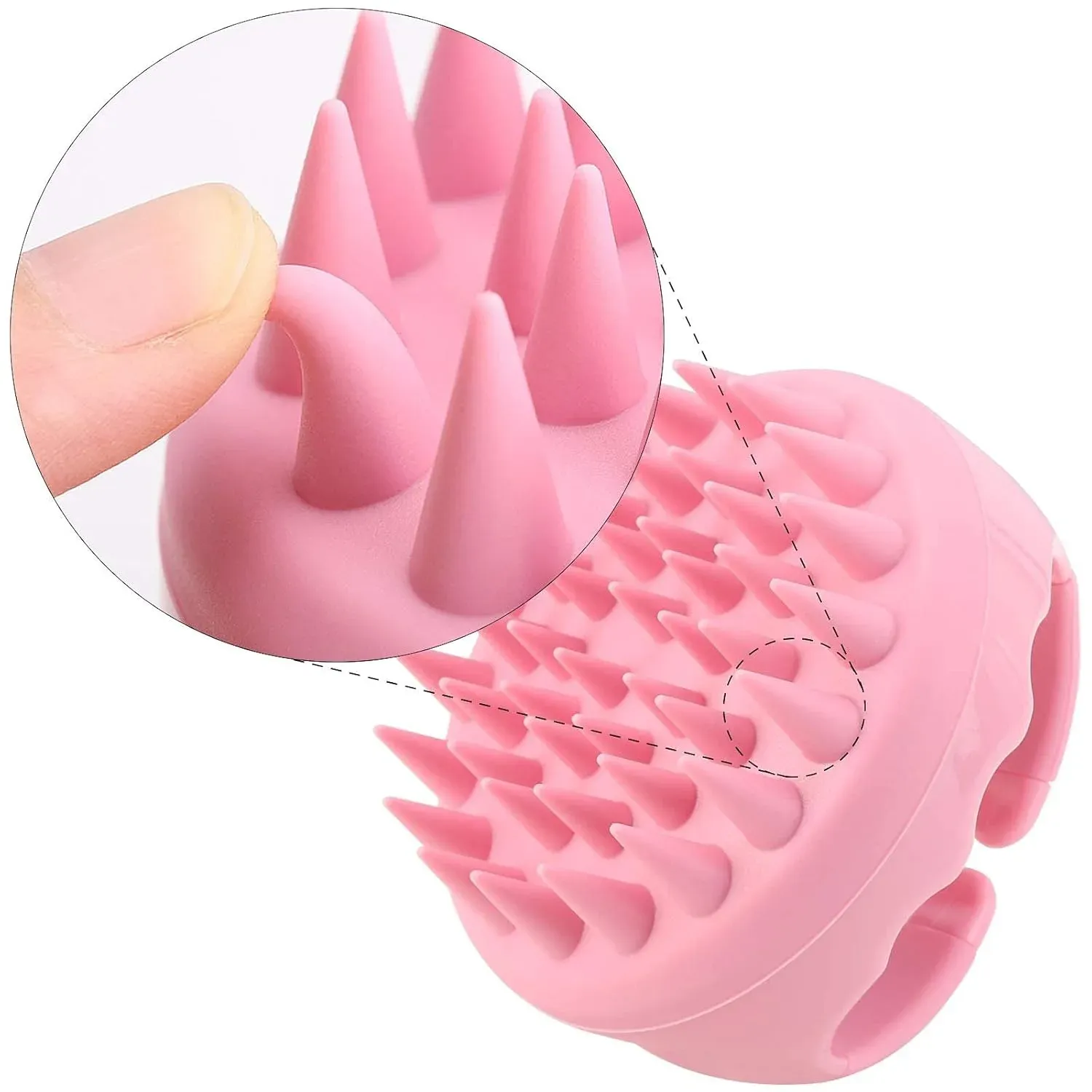 Détail des poils en silicone souple de la brosse de massage