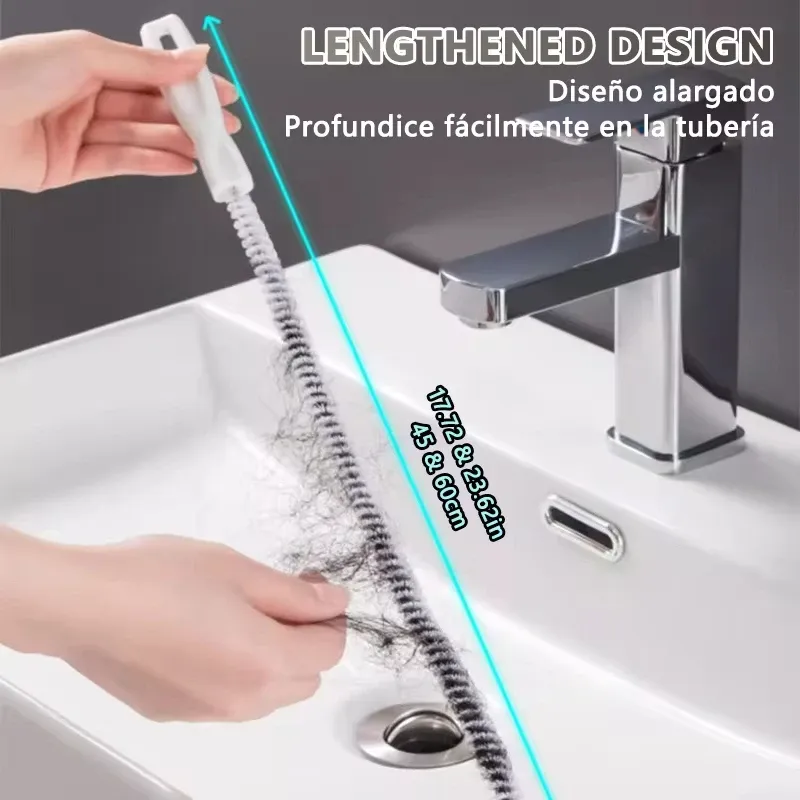 Brosse de vidange flexible pour tuyaux et évacuations, idéale pour cuisine et salle de bains 3