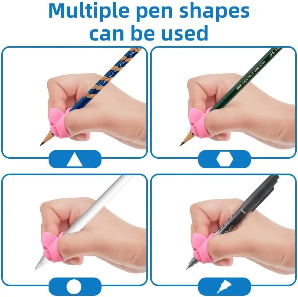 Lot de 4 correcteurs de posture ergonomiques pour stylo en caoutchouc souple, aide à l'entraînement à l'écriture pour enfants 6