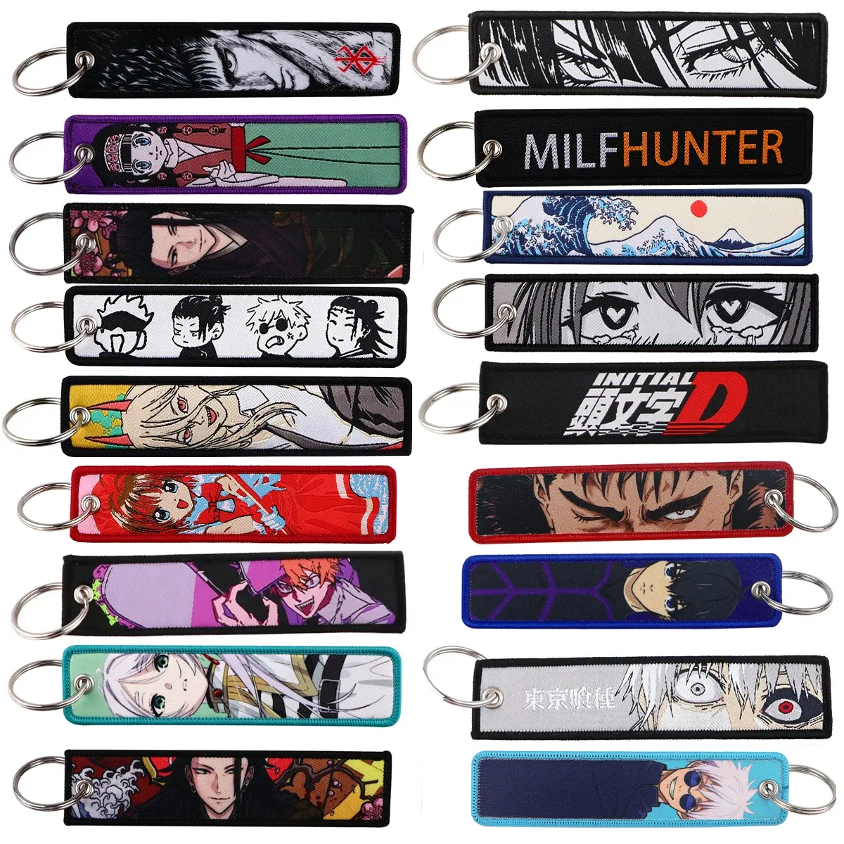Porte-clés brodé Gojo Satoru, style manga et anime, pour moto et voiture