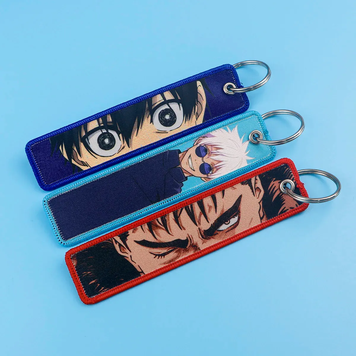 Porte-clés brodé Gojo Satoru, style manga et anime, pour moto et voiture 4