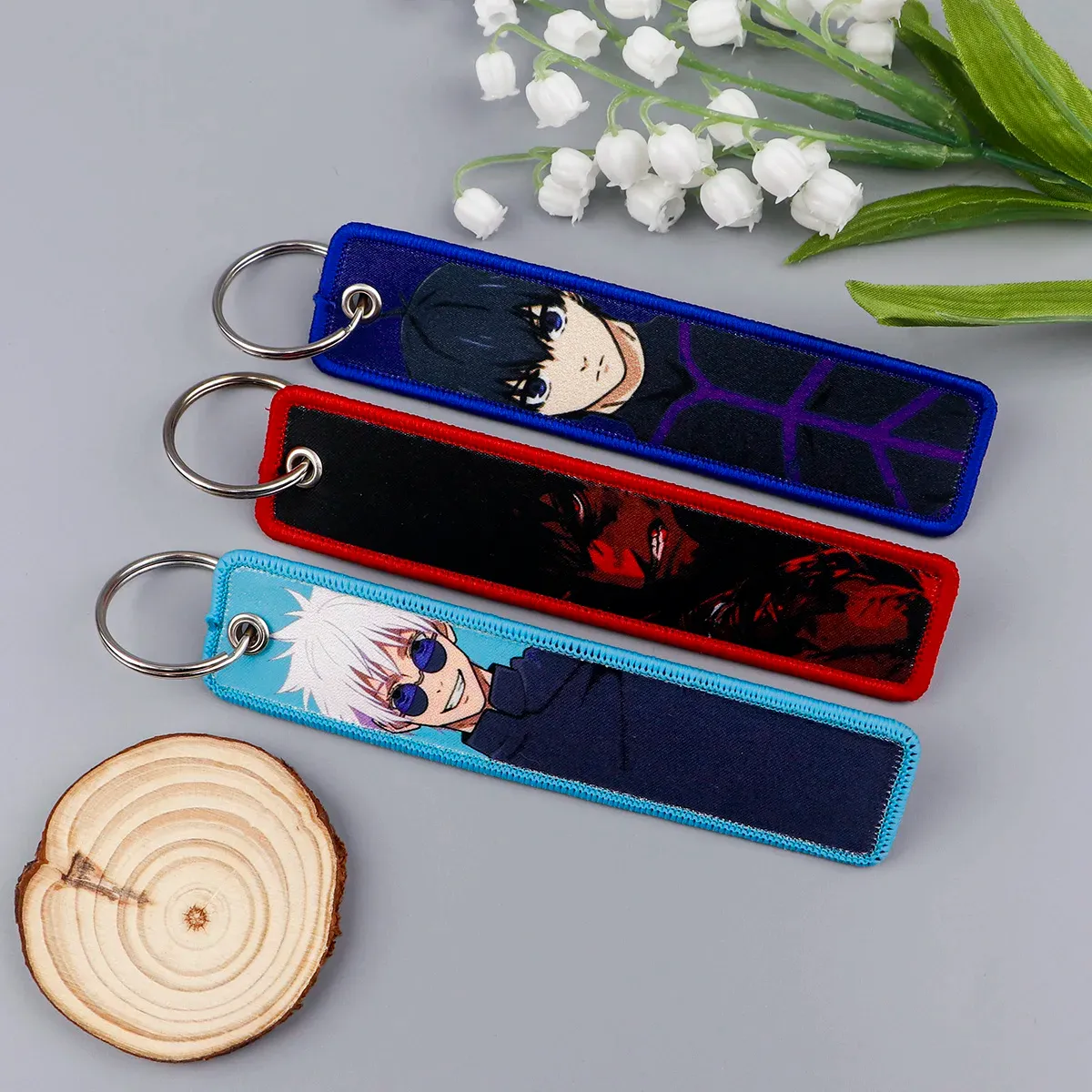 Porte-clés brodé Gojo Satoru, style manga et anime, pour moto et voiture 6