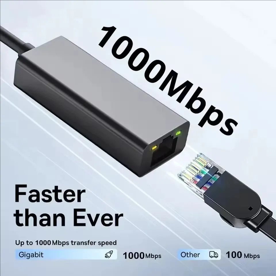 Adaptateur USB-C vers Ethernet Gigabit 1000 Mbps (USB 3.0 Type-C vers RJ45) pour MacBook et PC Windows 2
