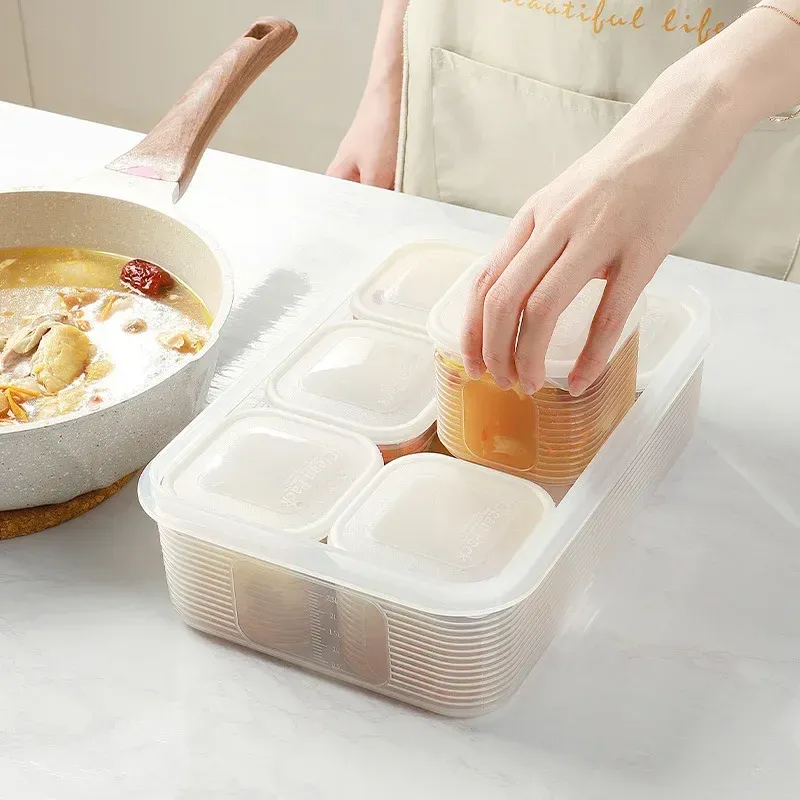 Boîte de rangement pour réfrigérateur à 6 compartiments avec couvercle 2